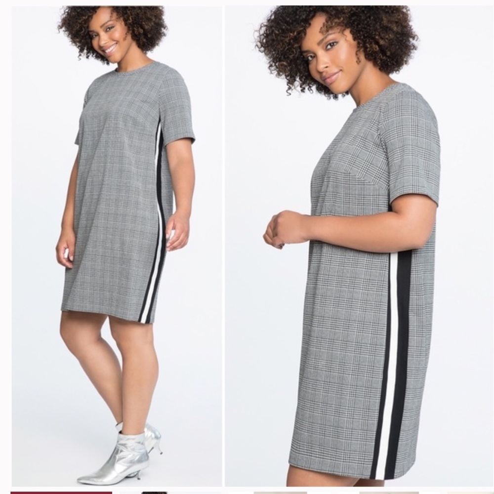 NWT Eloquii plaid shift dress w/side stripe sz 14